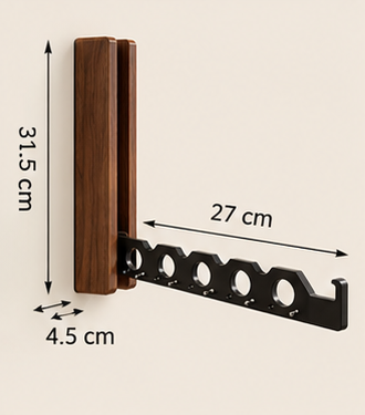 Wymiary WallFold: obudowa 31,5 × 4,5 cm, ramię 27 cm